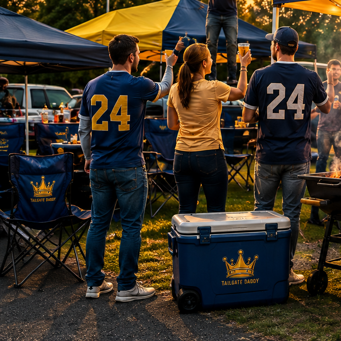 Rolling cooler packed for game day